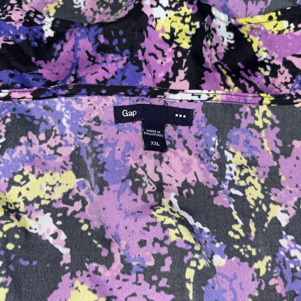 GAP Vintage 2011 Size XXL Sleeveless Floral Print Blouse with Front Ruffle - Picture 4 of 7
